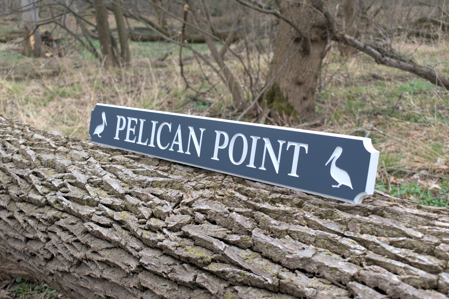 Carved Quarterboard Sign With Pelican Design