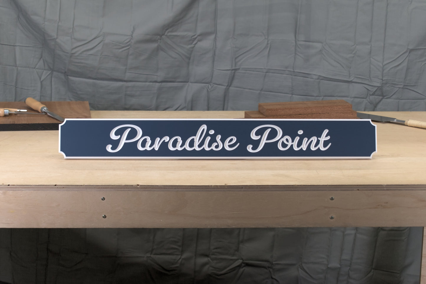 Carved Quarterboard Sign With Script Lettering