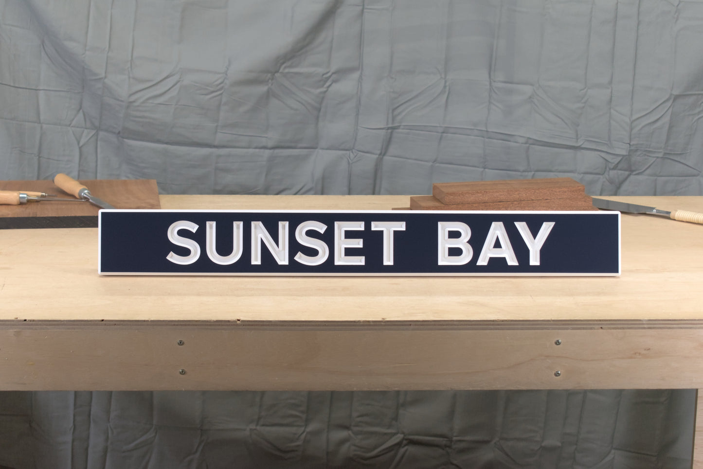 Carved Quarterboard Sign With Block Lettering