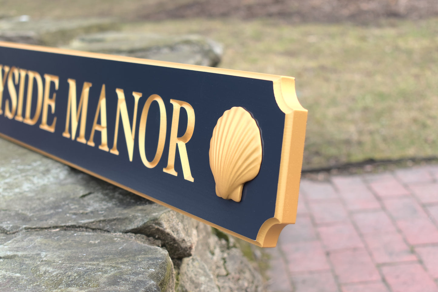 Carved Quarterboard Sign With Scallop Shells