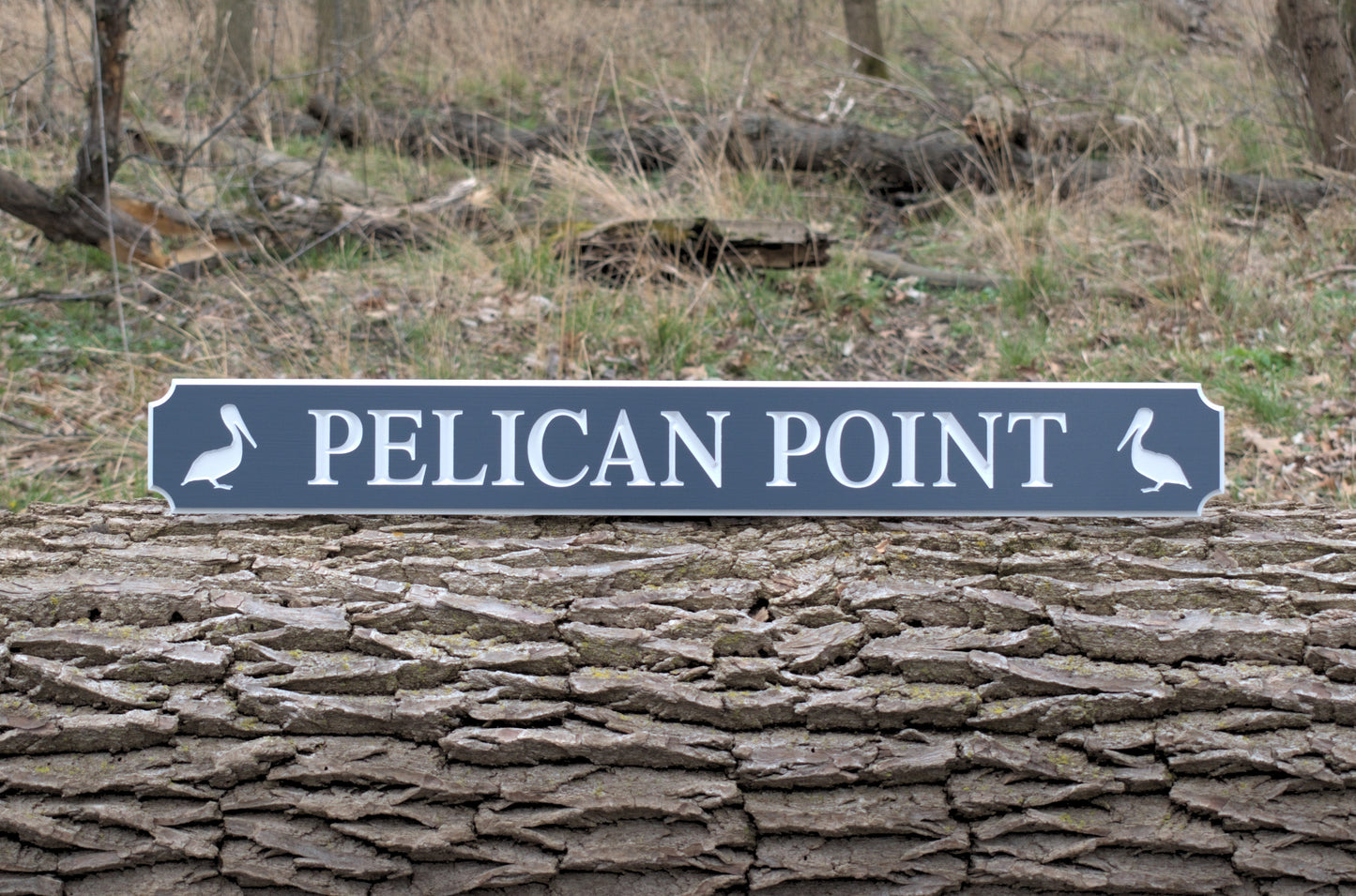 Carved Quarterboard Sign With Pelican Design