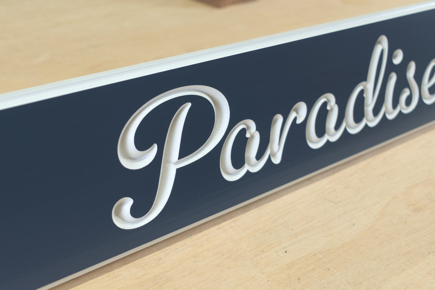 Carved Quarterboard Sign With Script Lettering