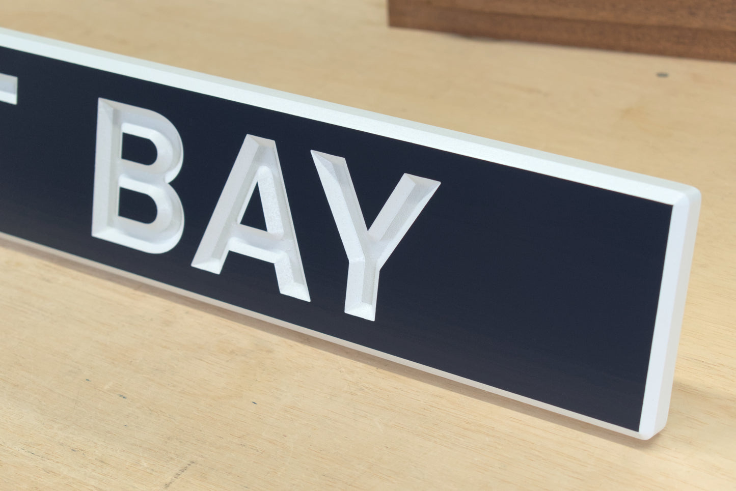 Carved Quarterboard Sign With Block Lettering