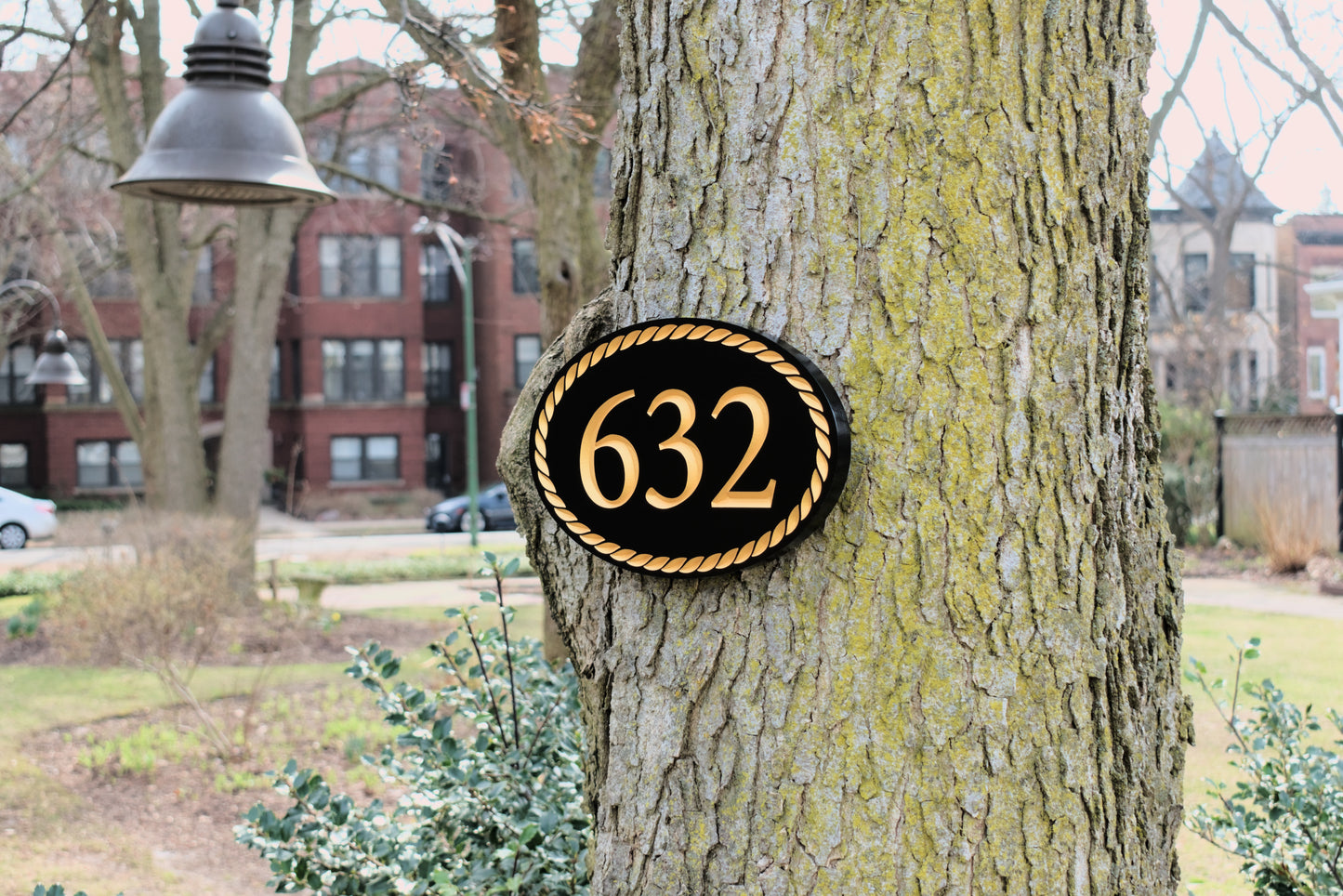 Oval Address Plaque With Rope Border