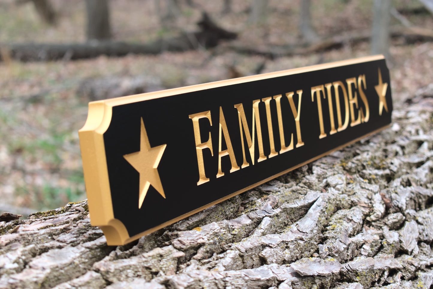 Carved Quarterboard Sign With Star Design
