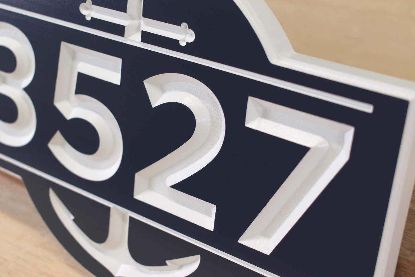 Carved Nautical Address Plaque, Anchor Design