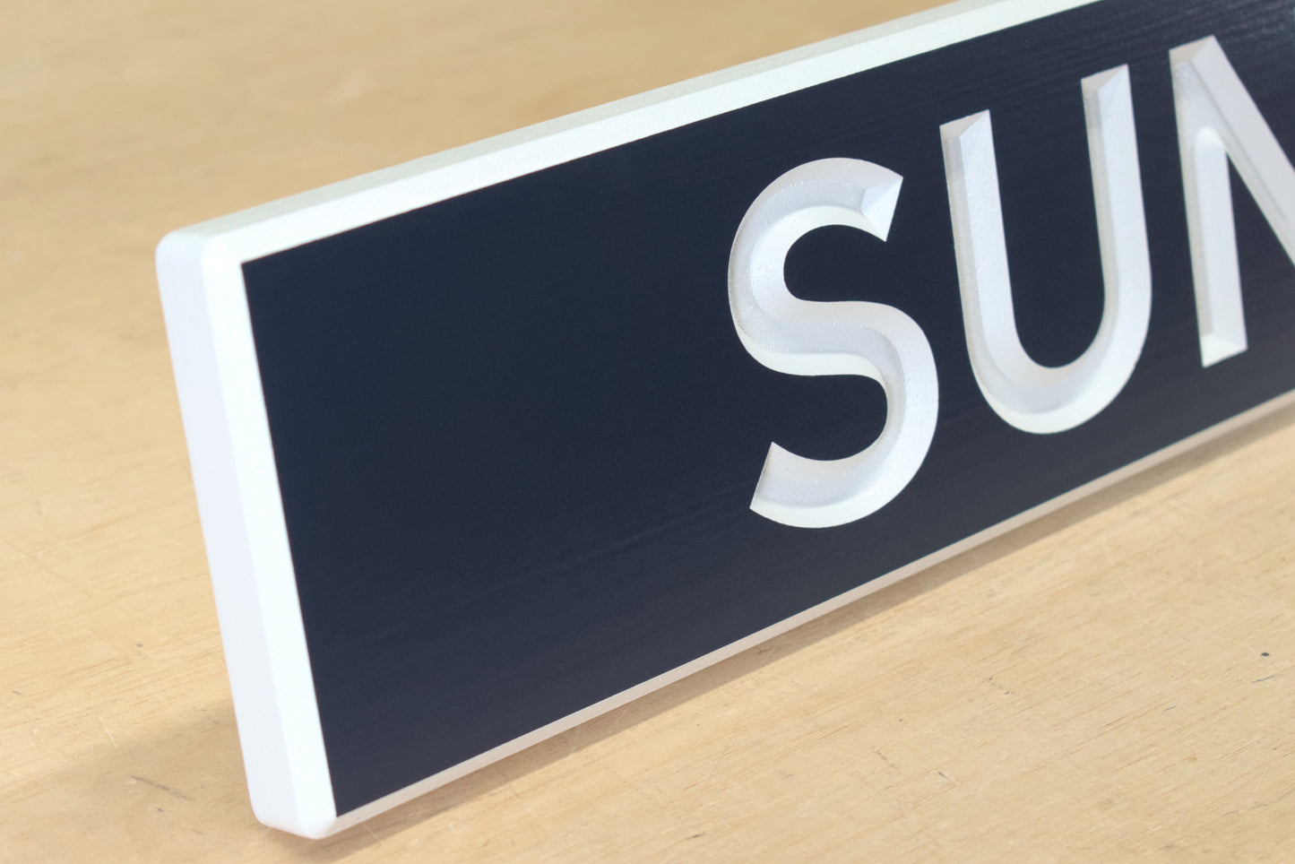 Carved Quarterboard Sign With Block Lettering