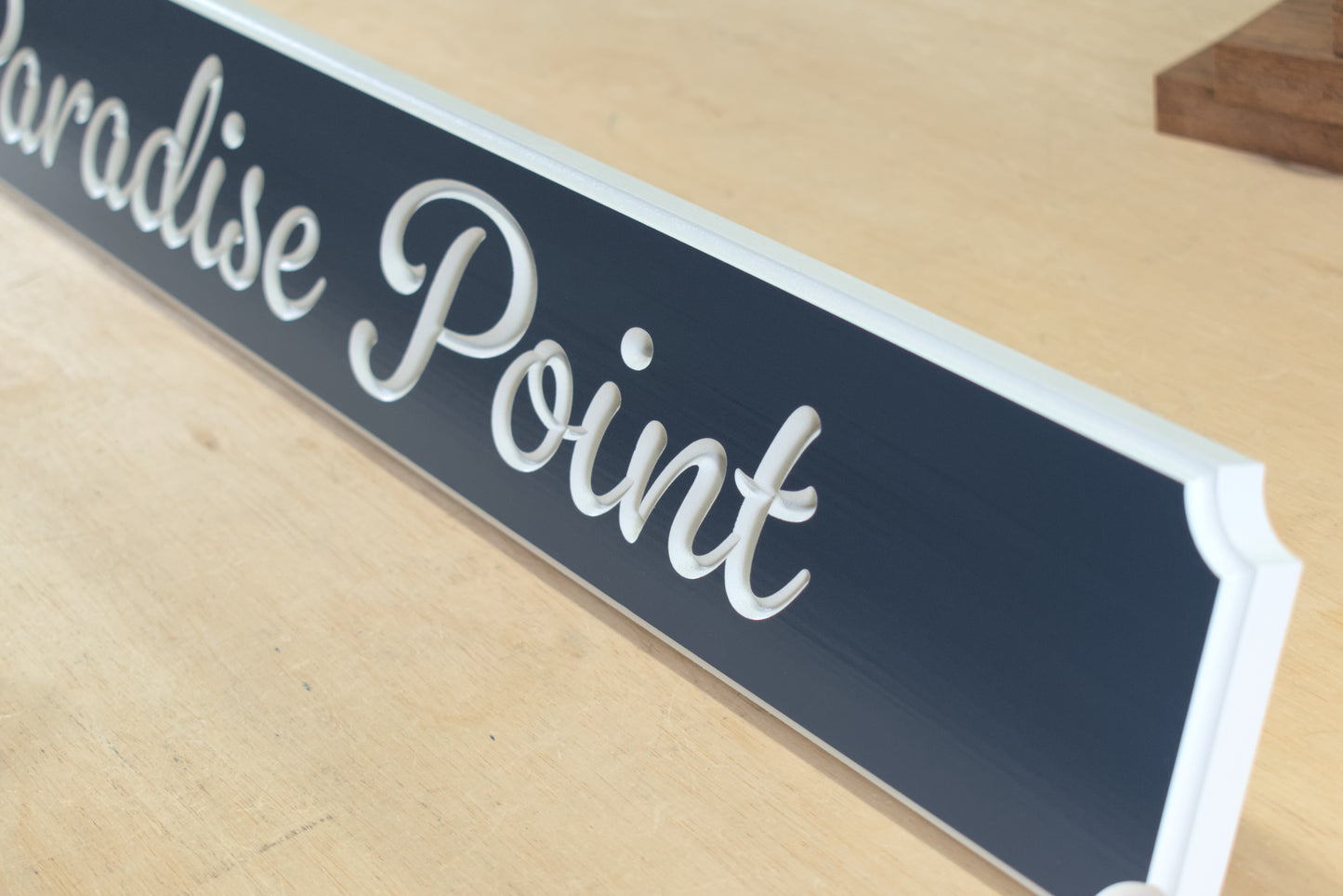 Carved Quarterboard Sign With Script Lettering