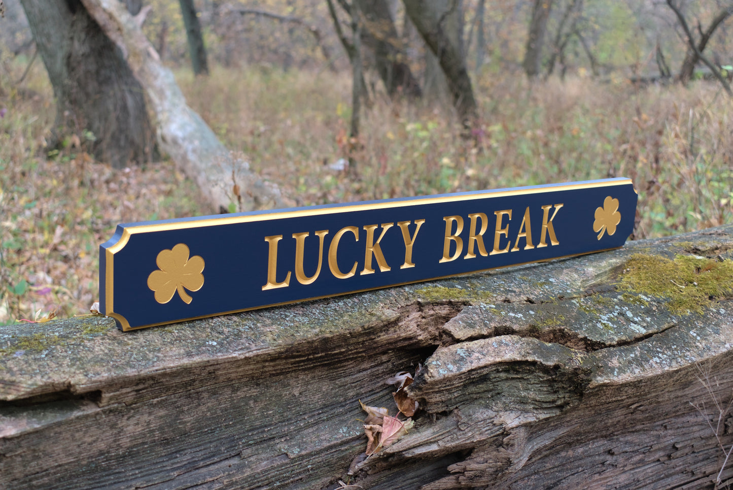 Carved Quarterboard Sign With Shamrock Design