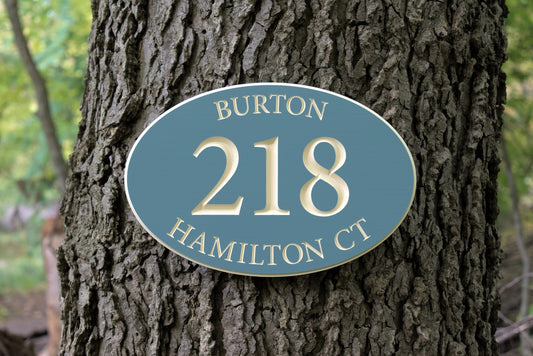 Oval Address Sign With Street And Family Name