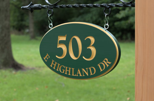 Oval Address Sign With Street