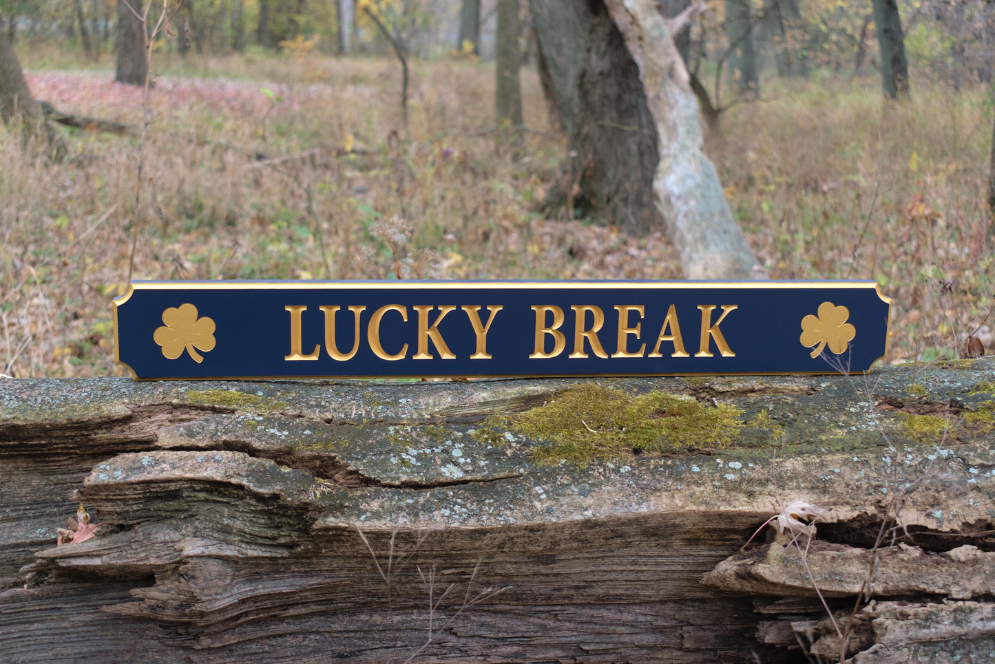 Carved Quarterboard Sign With Shamrock Design