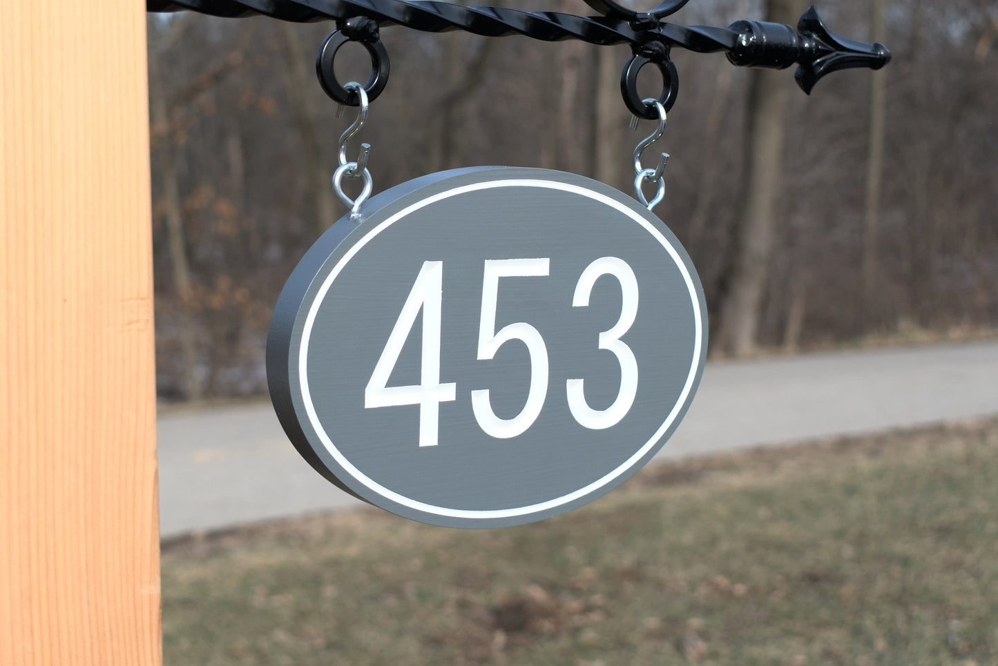 Carved Modern Oval Address Plaque