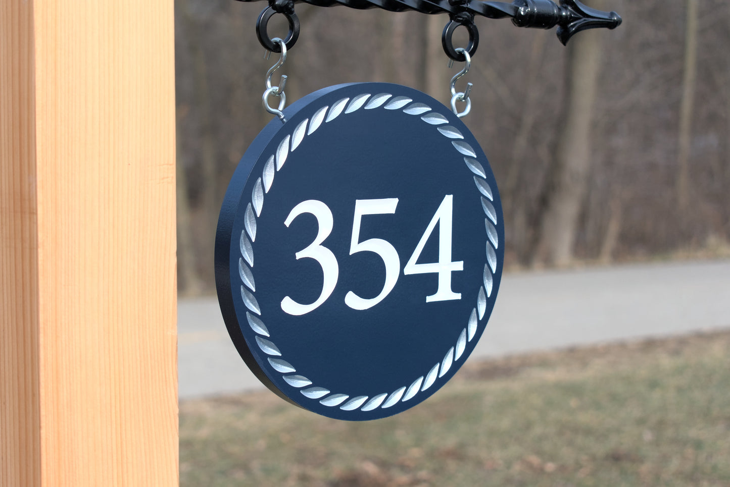 Carved Address Plaque With Nautical Rope Border