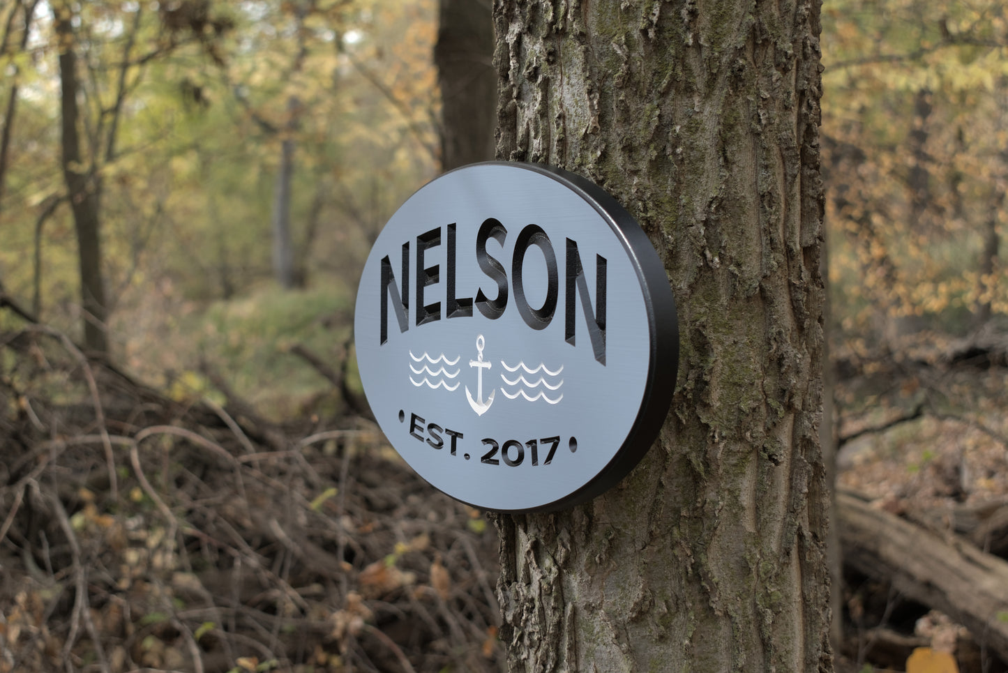 Carved Nautical Last Name Sign With Anchor and Established Date
