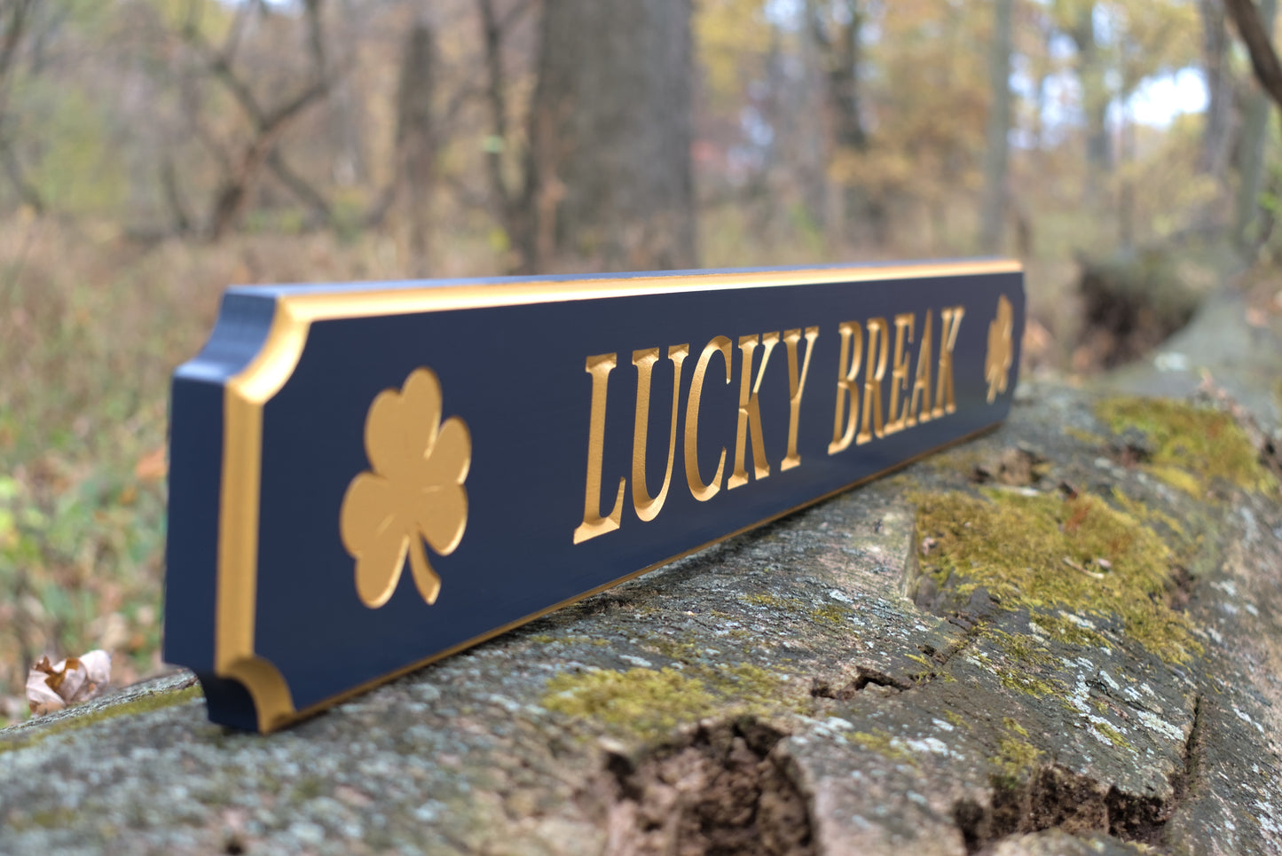Carved Quarterboard Sign With Shamrock Design