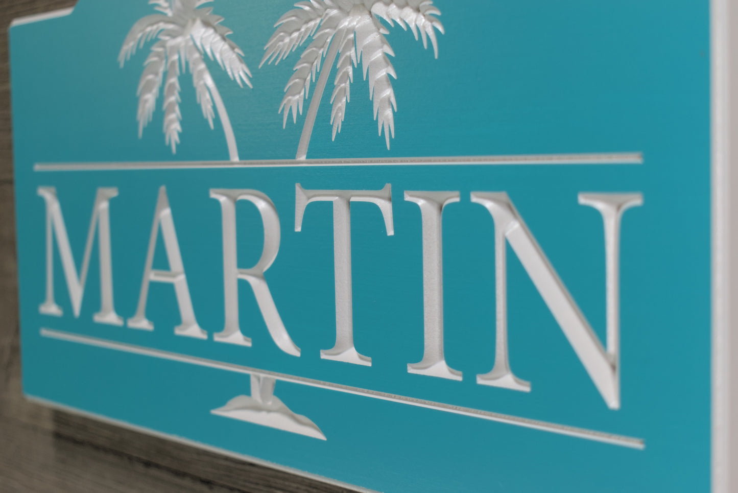 Custom Carved Weatherproof House Sign With Palm Trees