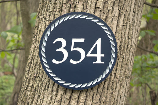 Carved Address Plaque With Nautical Rope Border