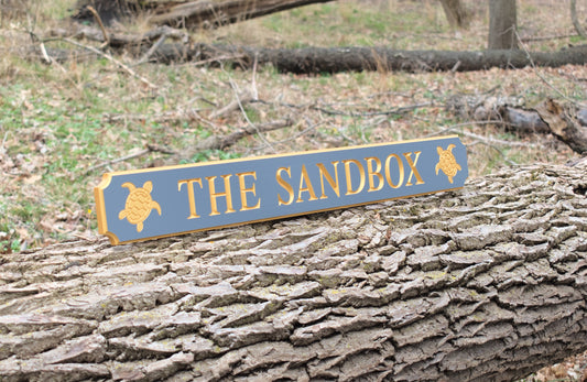 Carved Quarterboard Sign With Sea Turtle Design