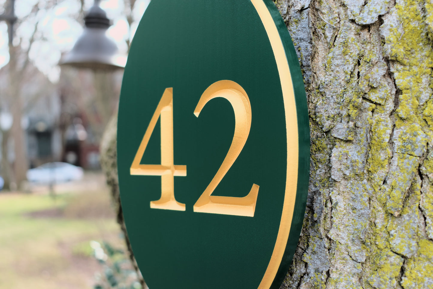 Carved Vertical Oval Address Plaque