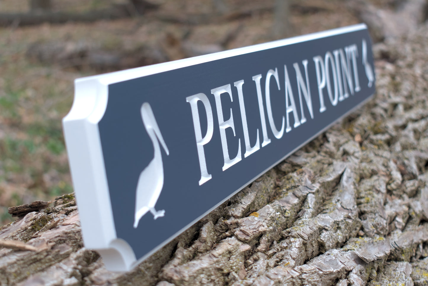 Carved Quarterboard Sign With Pelican Design