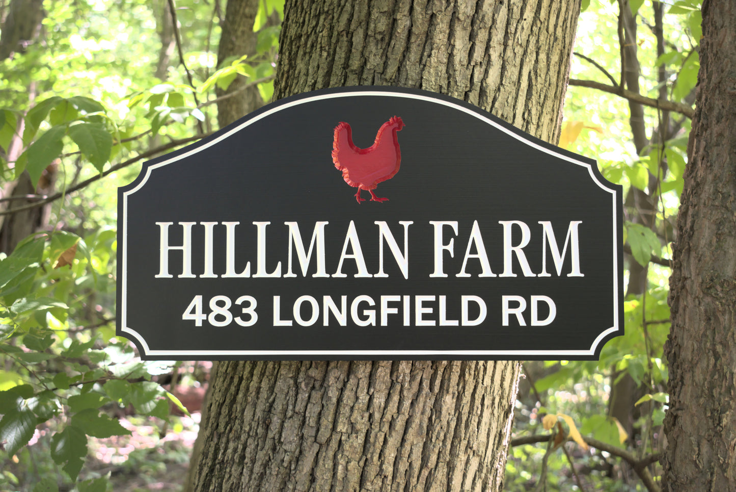 Name And Address Sign With Chicken Design For House, Farm, Cabin