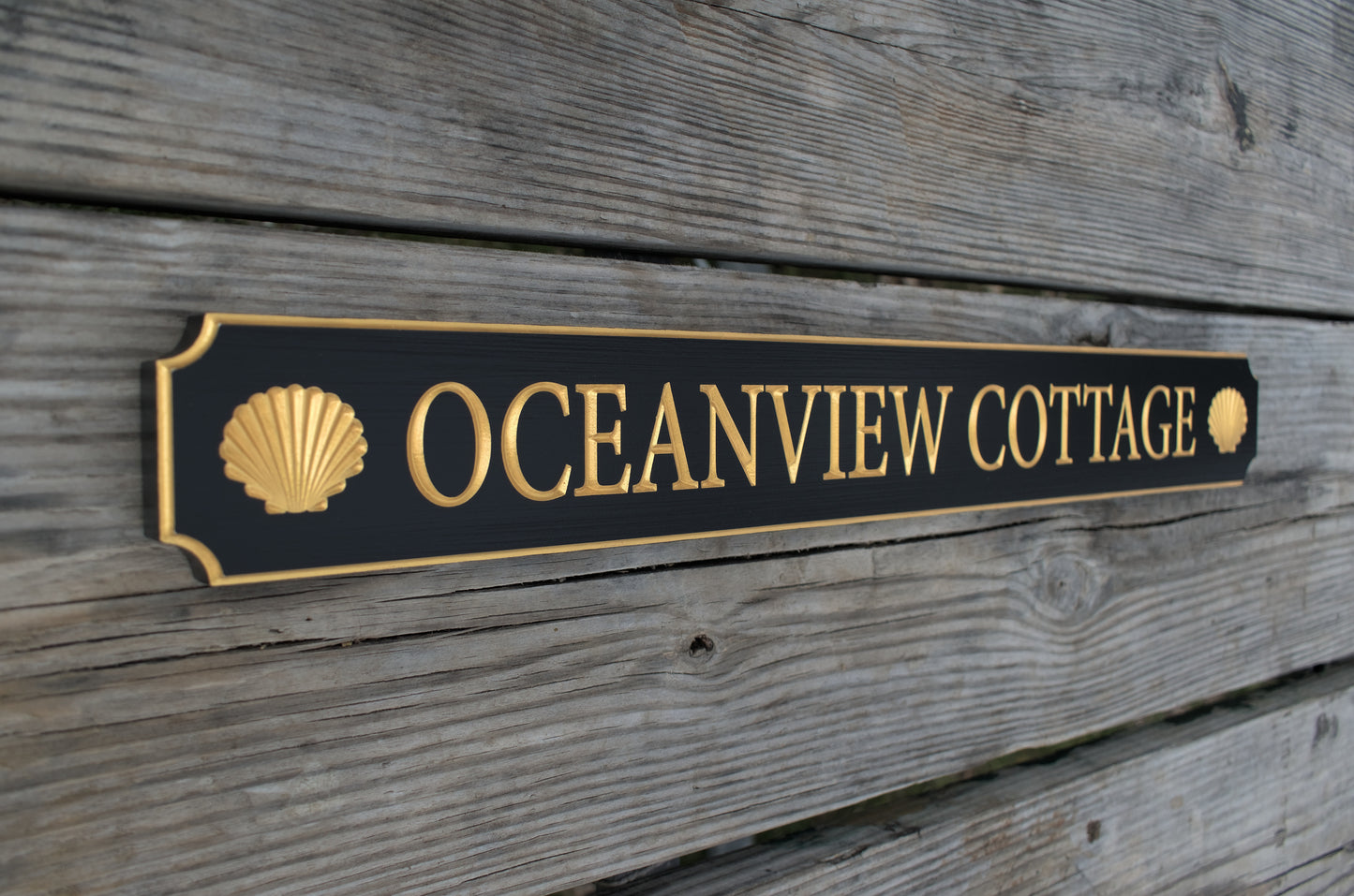 Carved Quarterboard Sign With Shell Design