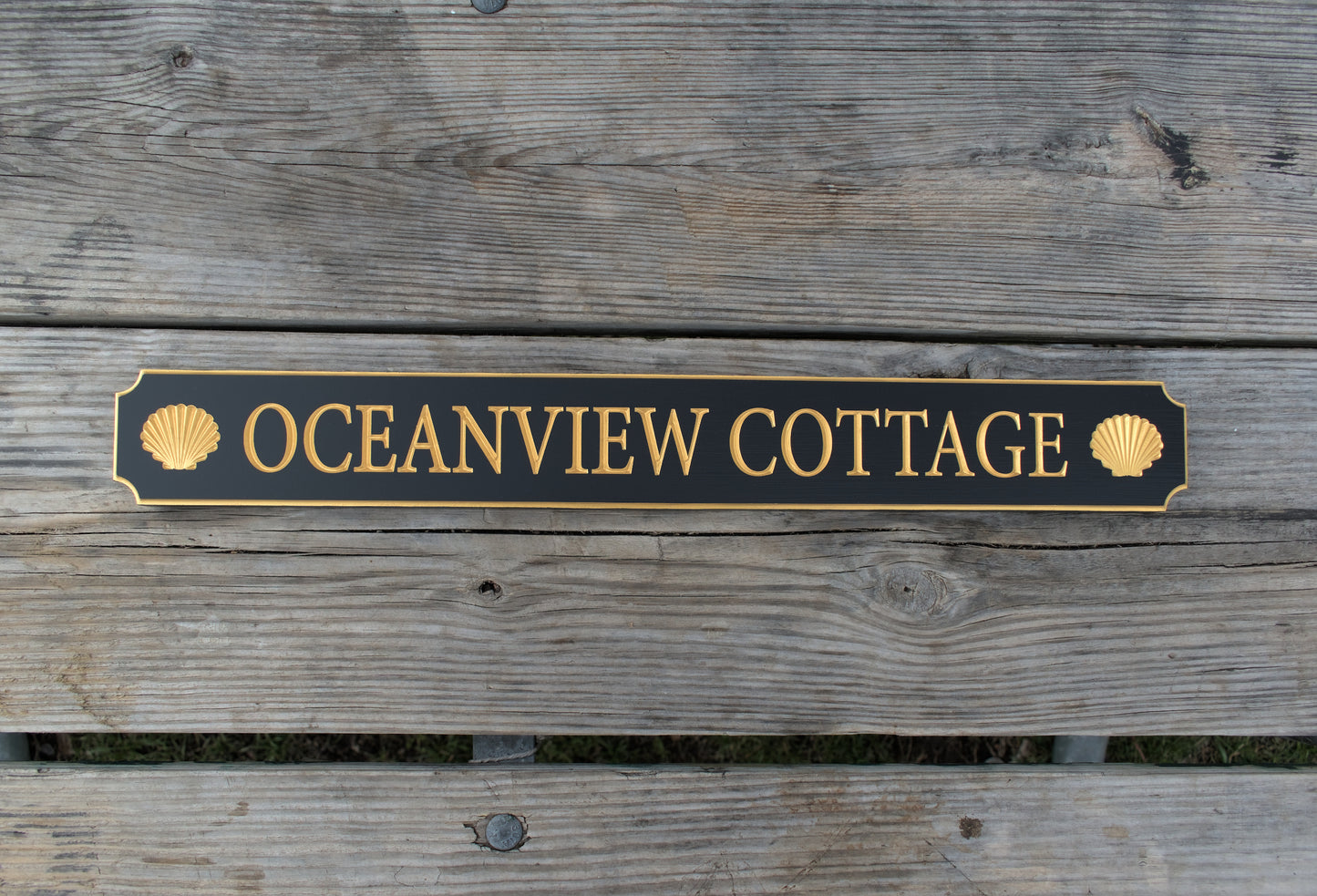 Carved Quarterboard Sign With Shell Design