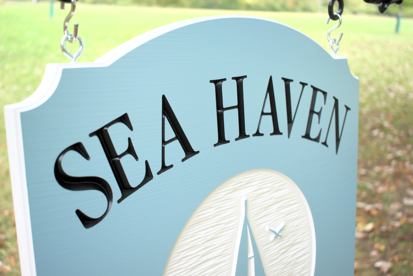 Vacation Home Sign With Address and Sailboat Design