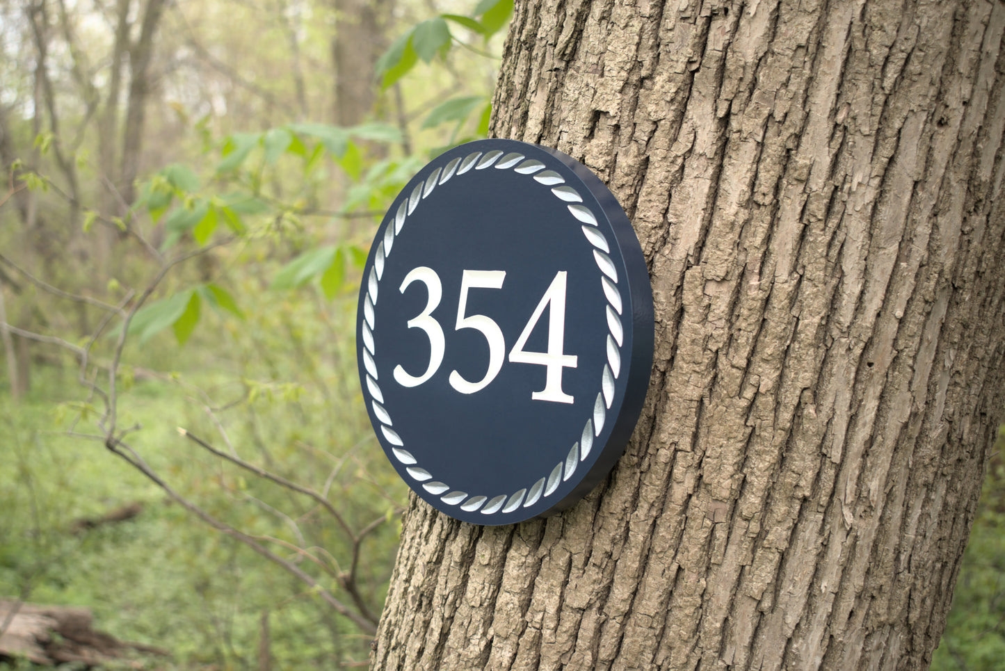 Carved Address Plaque With Nautical Rope Border